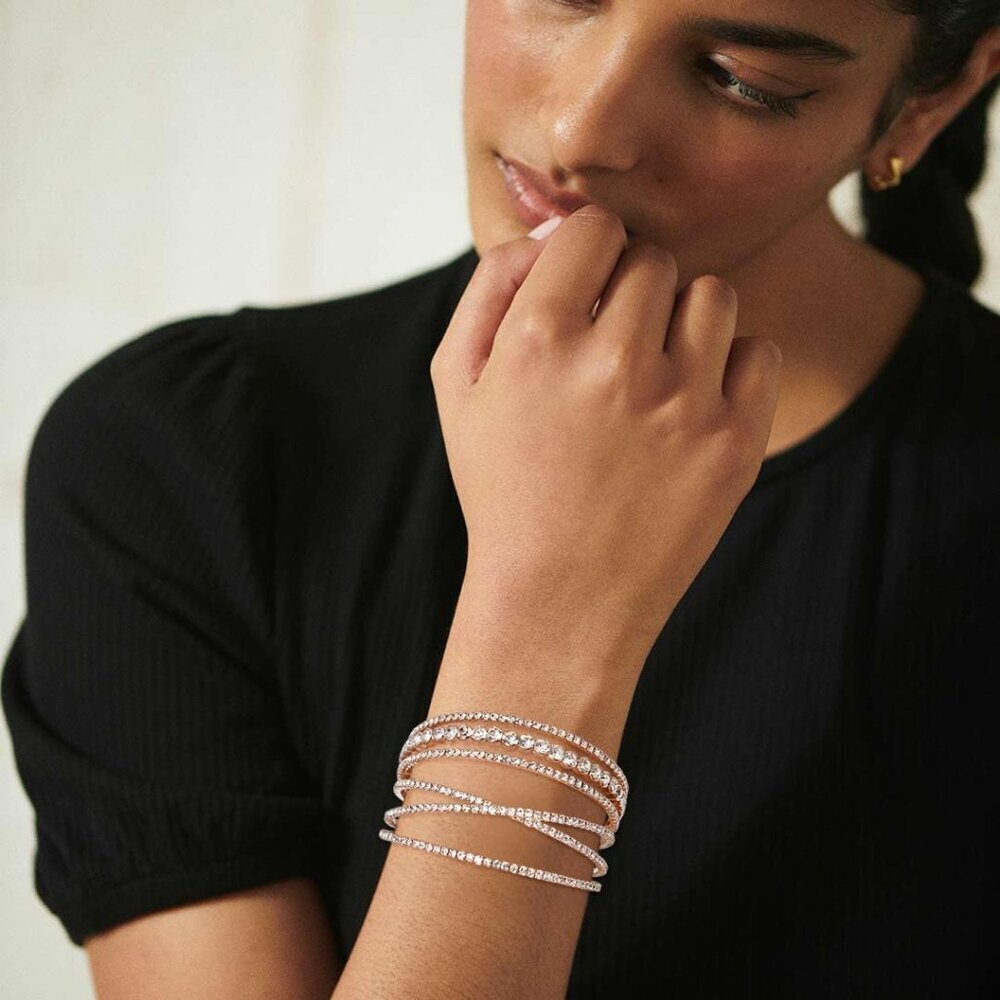 Multilayer Rhinestone Cuff Bracelet For Women Gol… - image 6